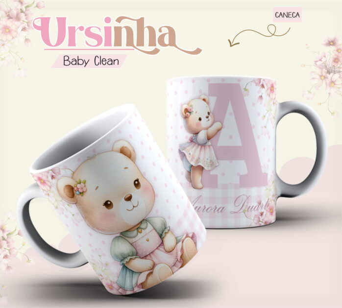 Kit Encadernação Baby Ursinha Rosa Inicial