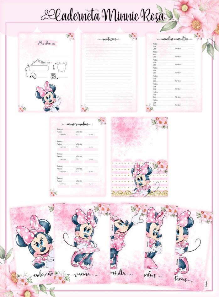 Kit Encadernação Infantil Minnie Rosa