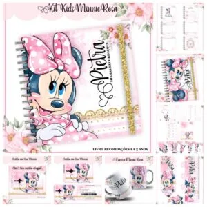 Kit Encadernação Infantil Minnie Rosa 6 Kit Encadernação Infantil Minnie Rosa
