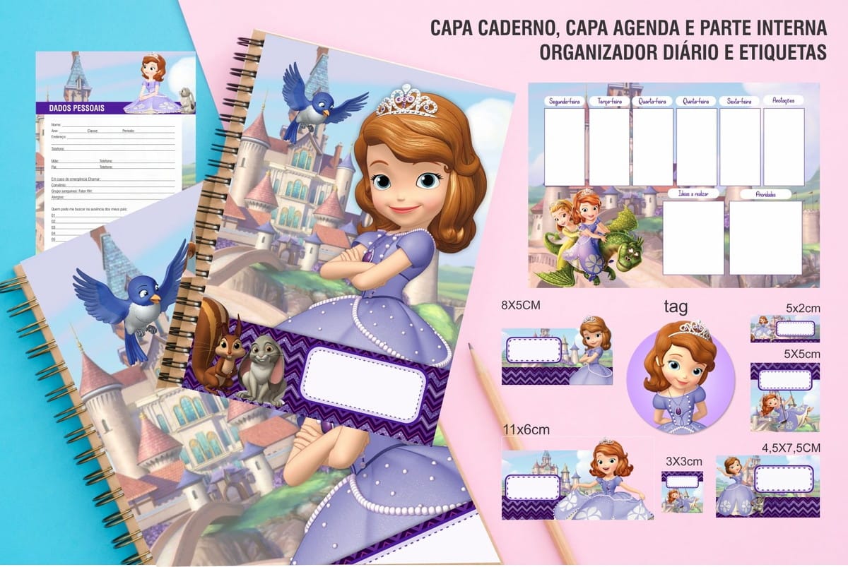 Kit Encadernação Princesinha Sofia Digital Editável 1 Kit Encadernação Princesinha Sofia Digital Editável