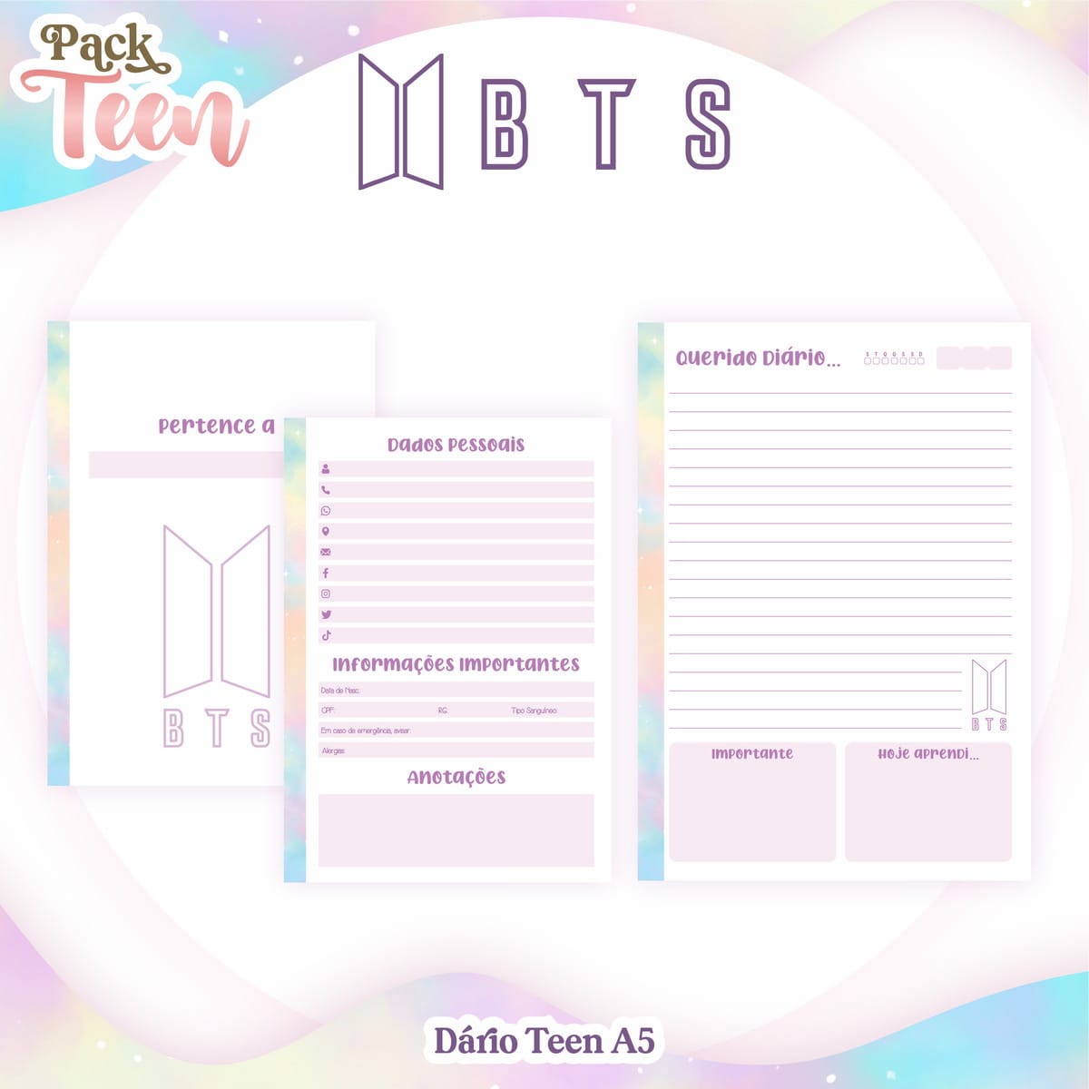 Kit Encadernação Teen BTS Arquivo Digital Completo 4 Kit Encadernação Teen BTS Arquivo Digital Completo - Imagem 4
