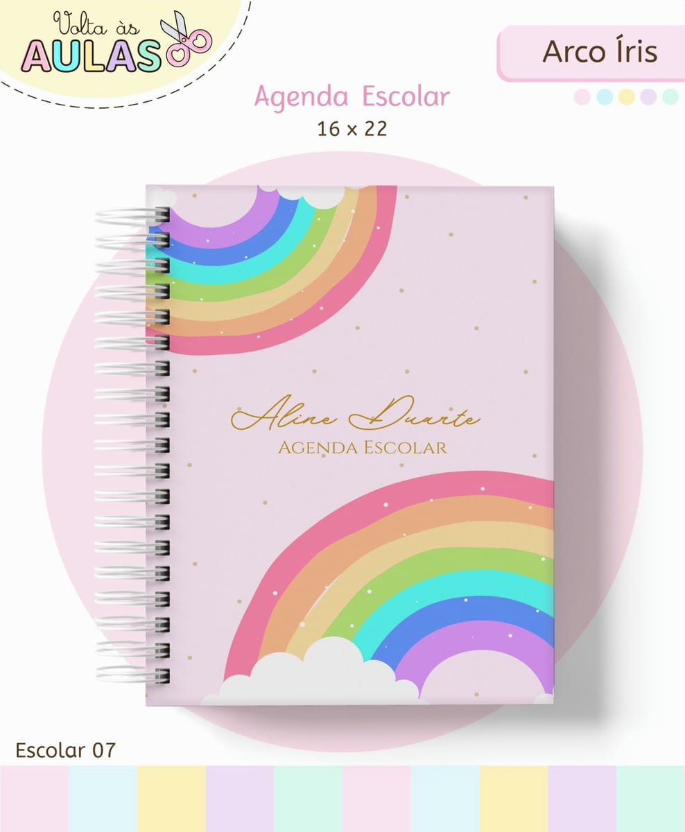 Kit Escolar Arco Íris Digital para Personalizar 1 Kit Escolar Arco Íris Digital para Personalizar
