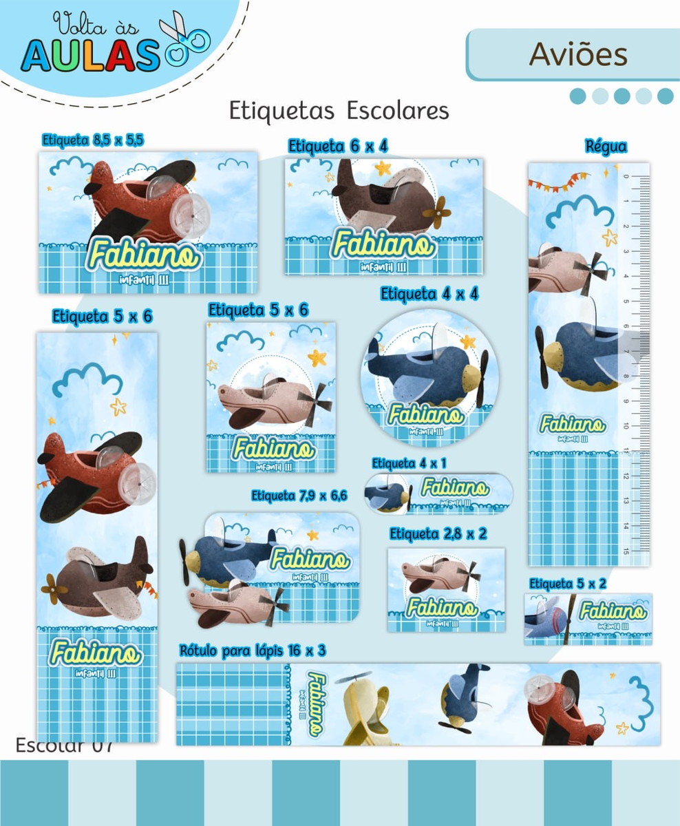 Kit Escolar Aviões para Sublimação e Encadernação 3 Kit Escolar Aviões para Sublimação e Encadernação - Imagem 3