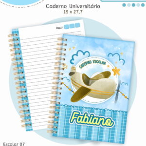 Kit Escolar Aviões para Sublimação e Encadernação 12 kit escolar avioes arquivo digital