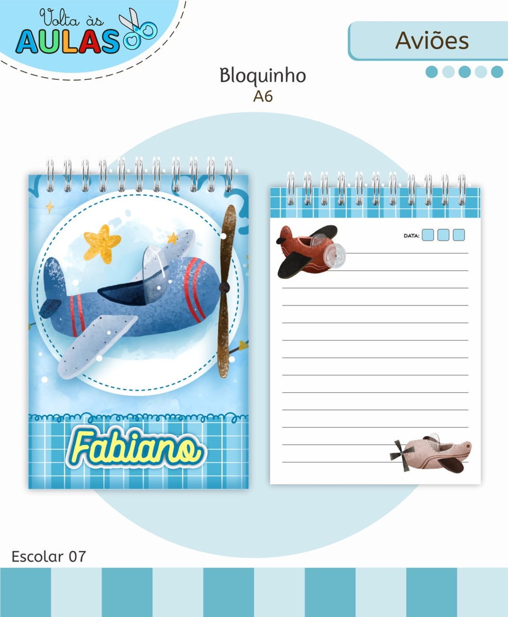 Kit Escolar Aviões para Sublimação e Encadernação 4 Kit Escolar Aviões para Sublimação e Encadernação - Imagem 4