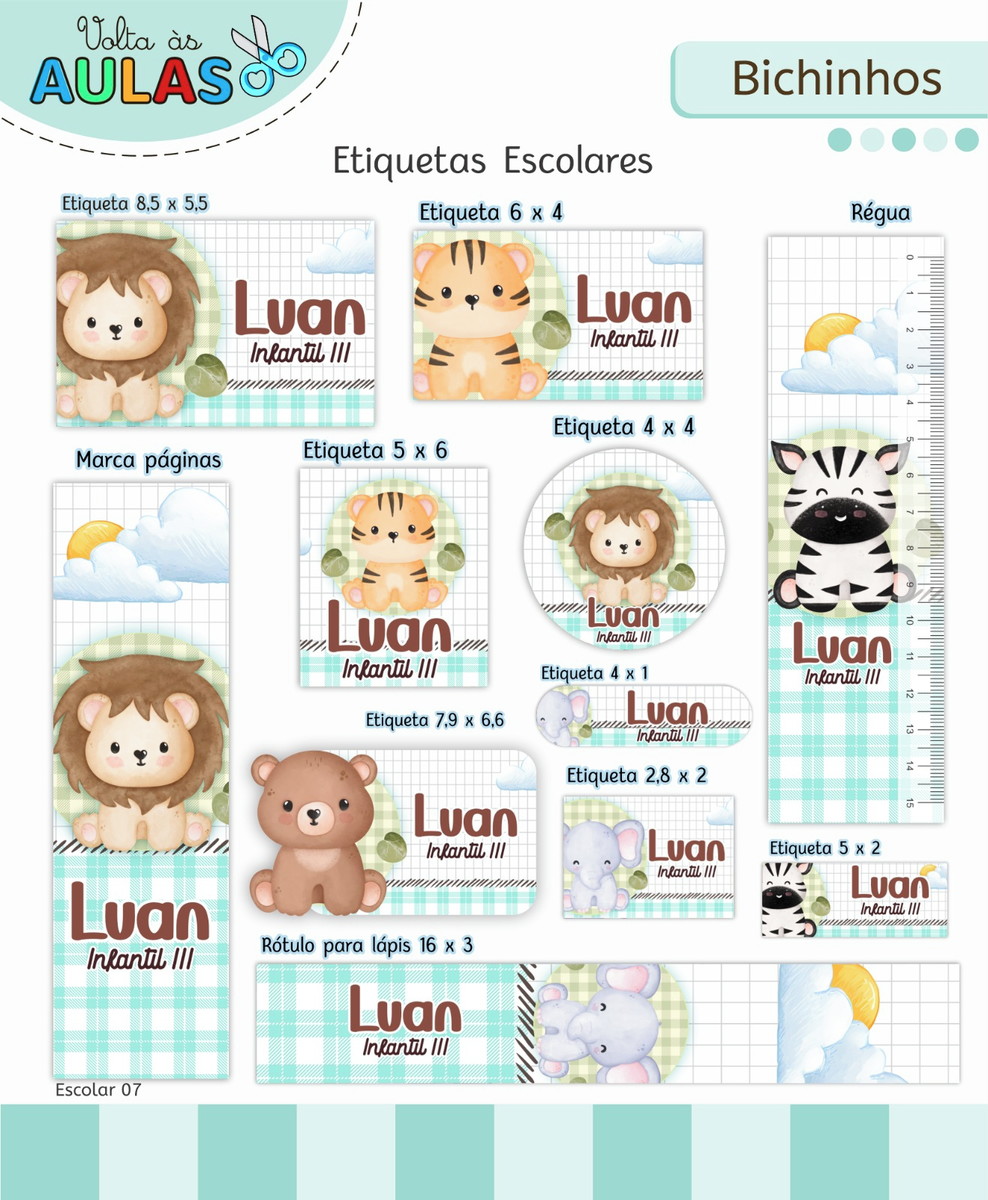Kit Escolar Bichinhos Digital para Imprimir e Personalizar 2 Kit Escolar Bichinhos Digital para Imprimir e Personalizar - Imagem 2