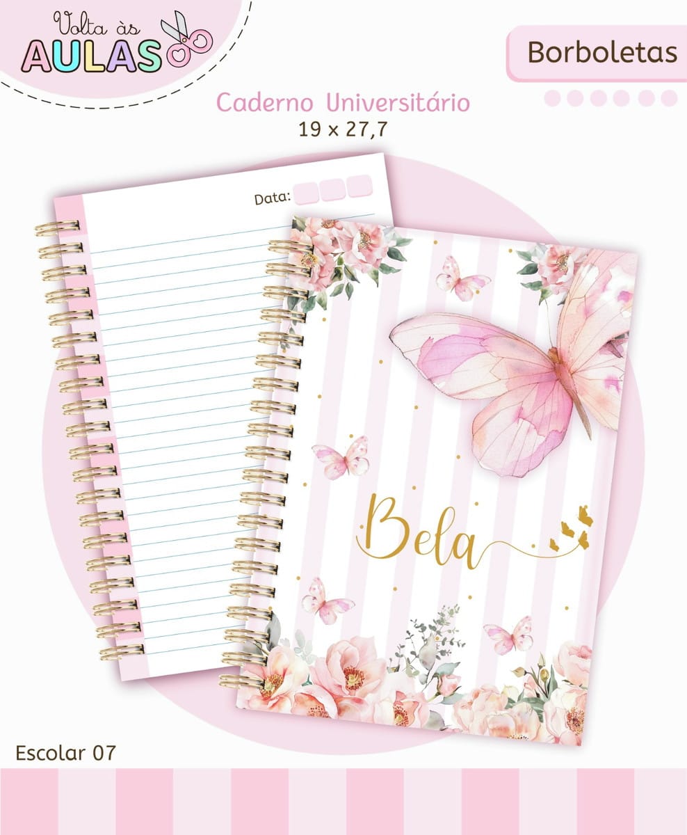 Kit Escolar Borboletas Digital para Papelaria Personalizada 2 Kit Escolar Borboletas Digital para Papelaria Personalizada - Imagem 2