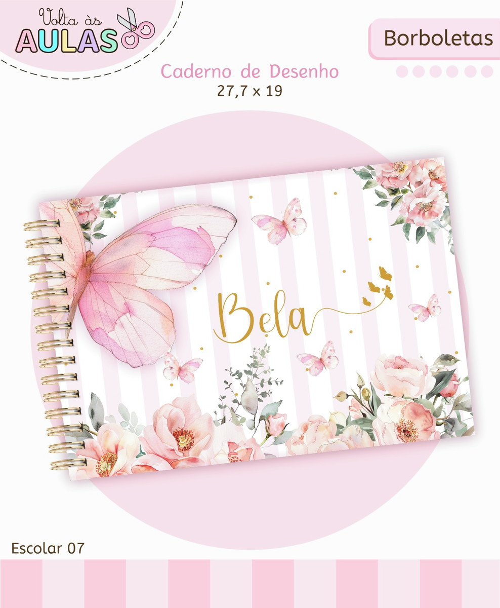 Kit Escolar Borboletas Digital para Papelaria Personalizada 3 Kit Escolar Borboletas Digital para Papelaria Personalizada - Imagem 3
