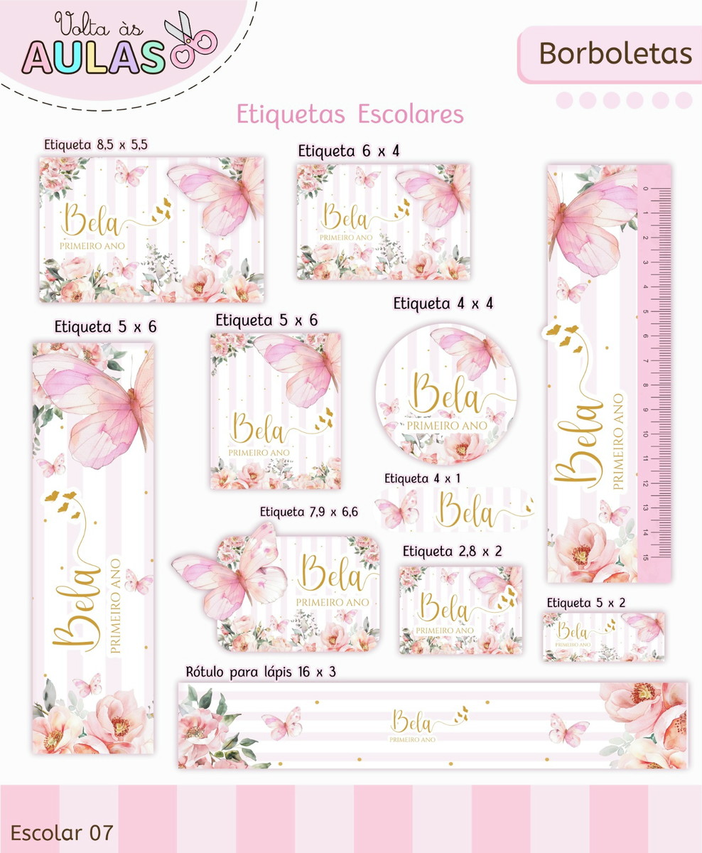 Kit Escolar Borboletas Digital para Papelaria Personalizada 4 Kit Escolar Borboletas Digital para Papelaria Personalizada - Imagem 4
