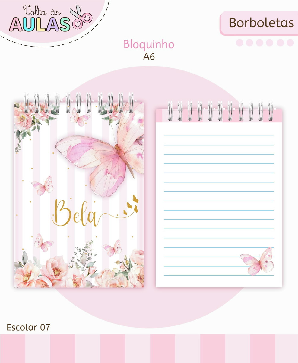 Kit Escolar Borboletas Digital para Papelaria Personalizada 5 Kit Escolar Borboletas Digital para Papelaria Personalizada - Imagem 5