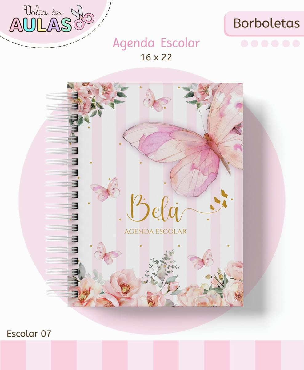 Kit Escolar Borboletas Digital para Papelaria Personalizada 1 Kit Escolar Borboletas Digital para Papelaria Personalizada