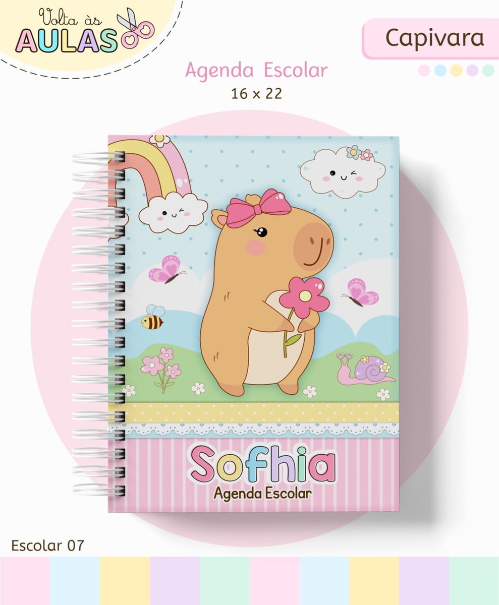 Kit Escolar Capivara Menina Arquivo Digital Fofo 2 Kit Escolar Capivara Menina Arquivo Digital Fofo - Imagem 2