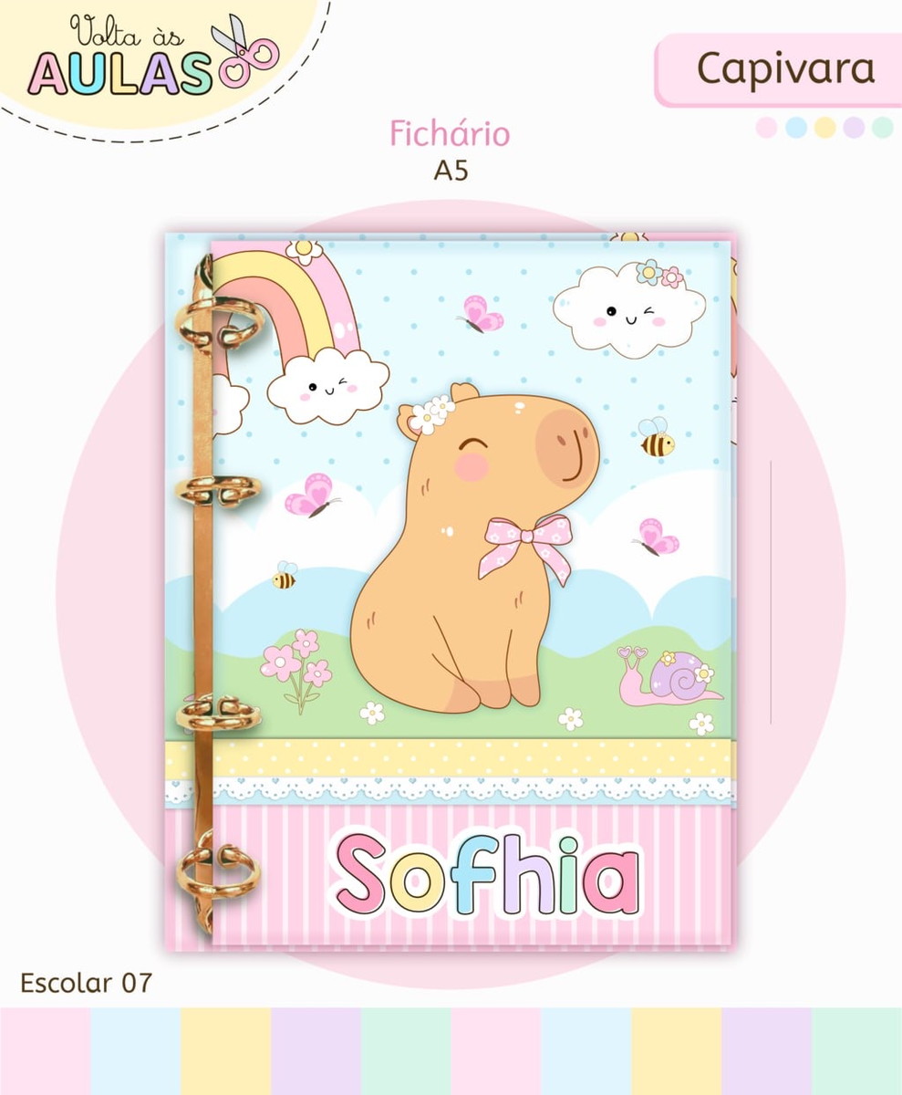 Kit Escolar Capivara Menina Arquivo Digital Fofo 5 Kit Escolar Capivara Menina Arquivo Digital Fofo - Imagem 5