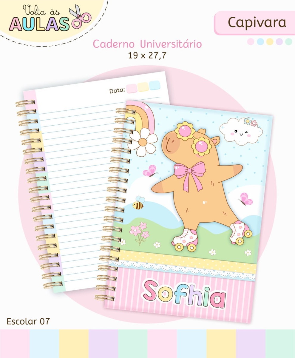 Kit Escolar Capivara Menina Arquivo Digital Fofo 1 Kit Escolar Capivara Menina Arquivo Digital Fofo