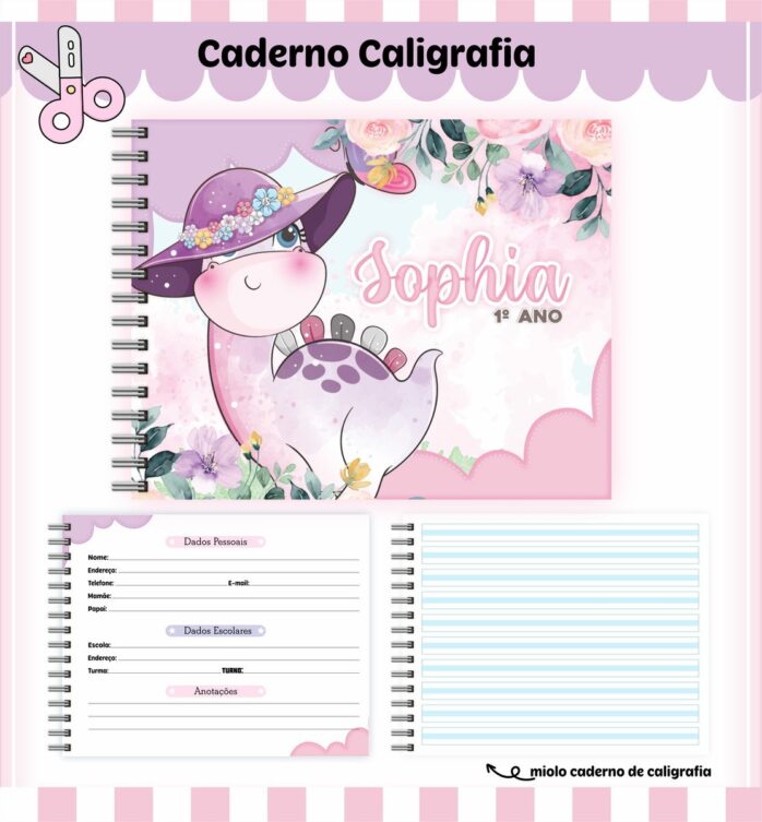 Kit Escolar Dino Menina