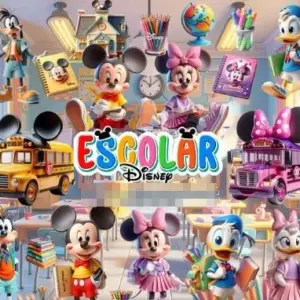 Kit Escolar Disney Mickey Minnie Arquivos Digitais Png