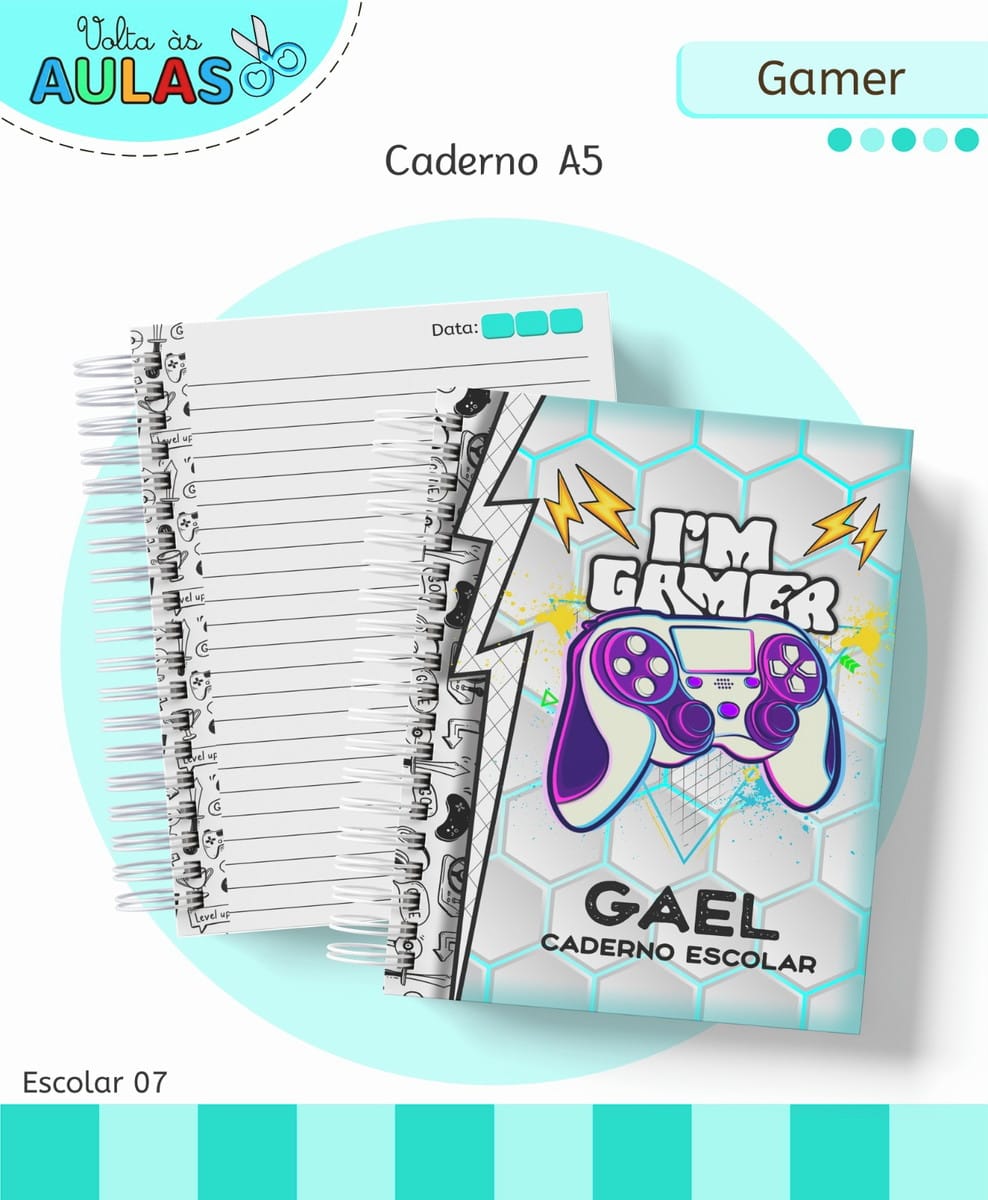 Kit Escolar Gamer para Sublimação e Scrapbooking 1 Kit Escolar Gamer para Sublimação e Scrapbooking