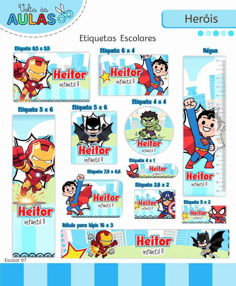 Kit Escolar Heróis Arquivo Digital para Personalizar 5 Kit Escolar Heróis Arquivo Digital para Personalizar - Imagem 5
