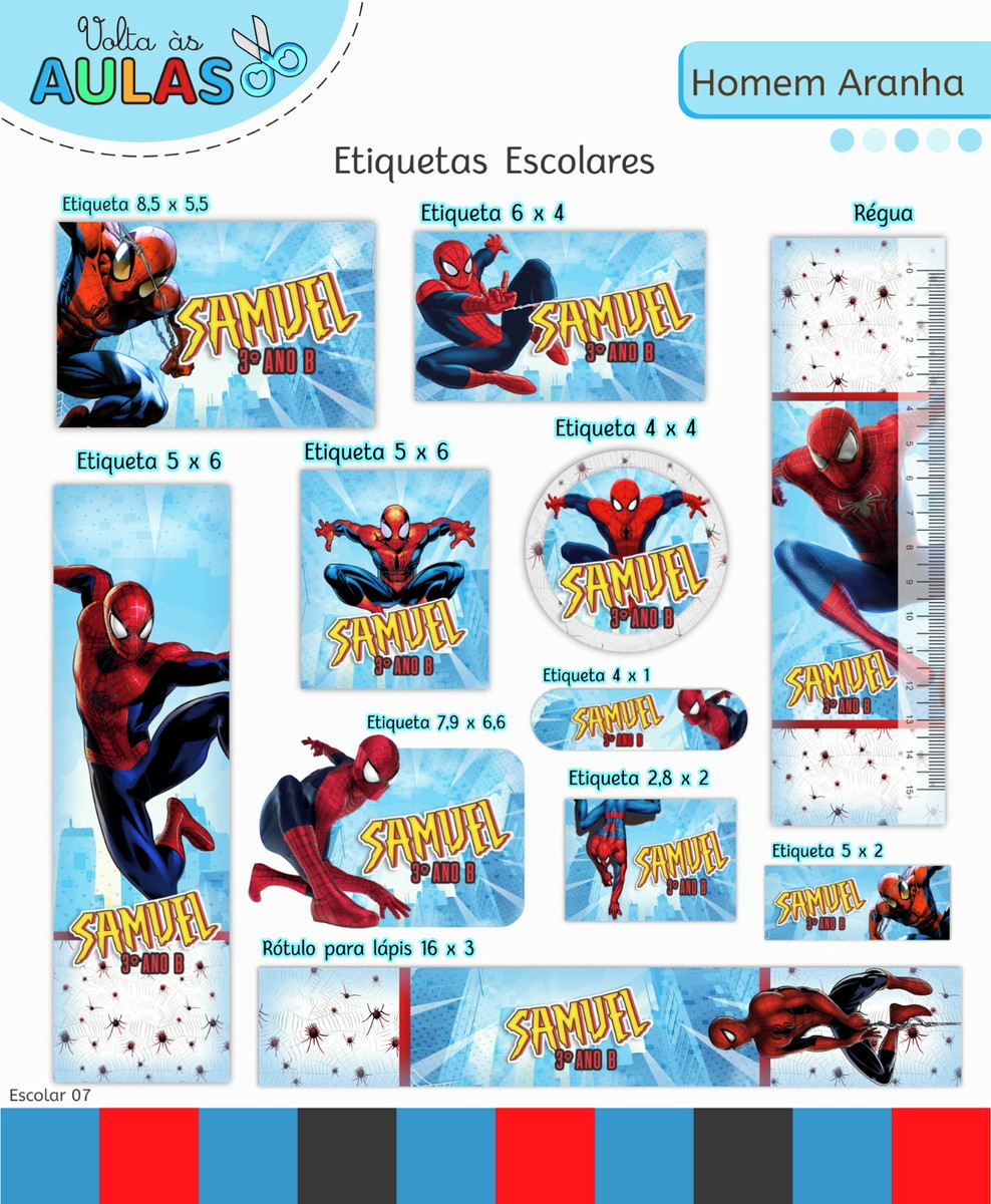 Kit Escolar Homem Aranha Digital Artes para Sublimação 4 Kit Escolar Homem Aranha Digital Artes para Sublimação - Imagem 4