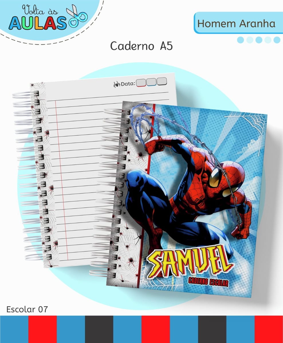 Kit Escolar Homem Aranha Digital Artes para Sublimação 1 Kit Escolar Homem Aranha Digital Artes para Sublimação