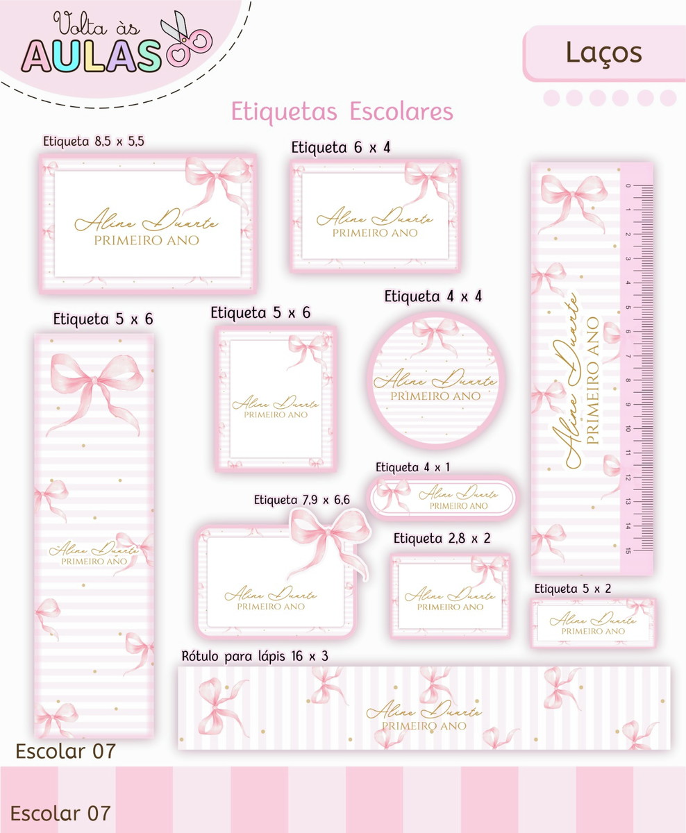 Kit Escolar Laços Digital para Imprimir e Personalizar 4 Kit Escolar Laços Digital para Imprimir e Personalizar - Imagem 4