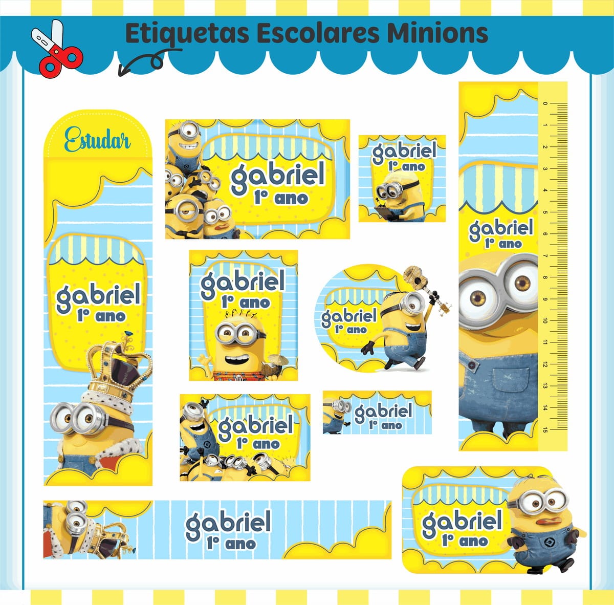 Kit Escolar Minions Personalizado Arquivo Digital 2 Kit Escolar Minions Personalizado Arquivo Digital - Imagem 2