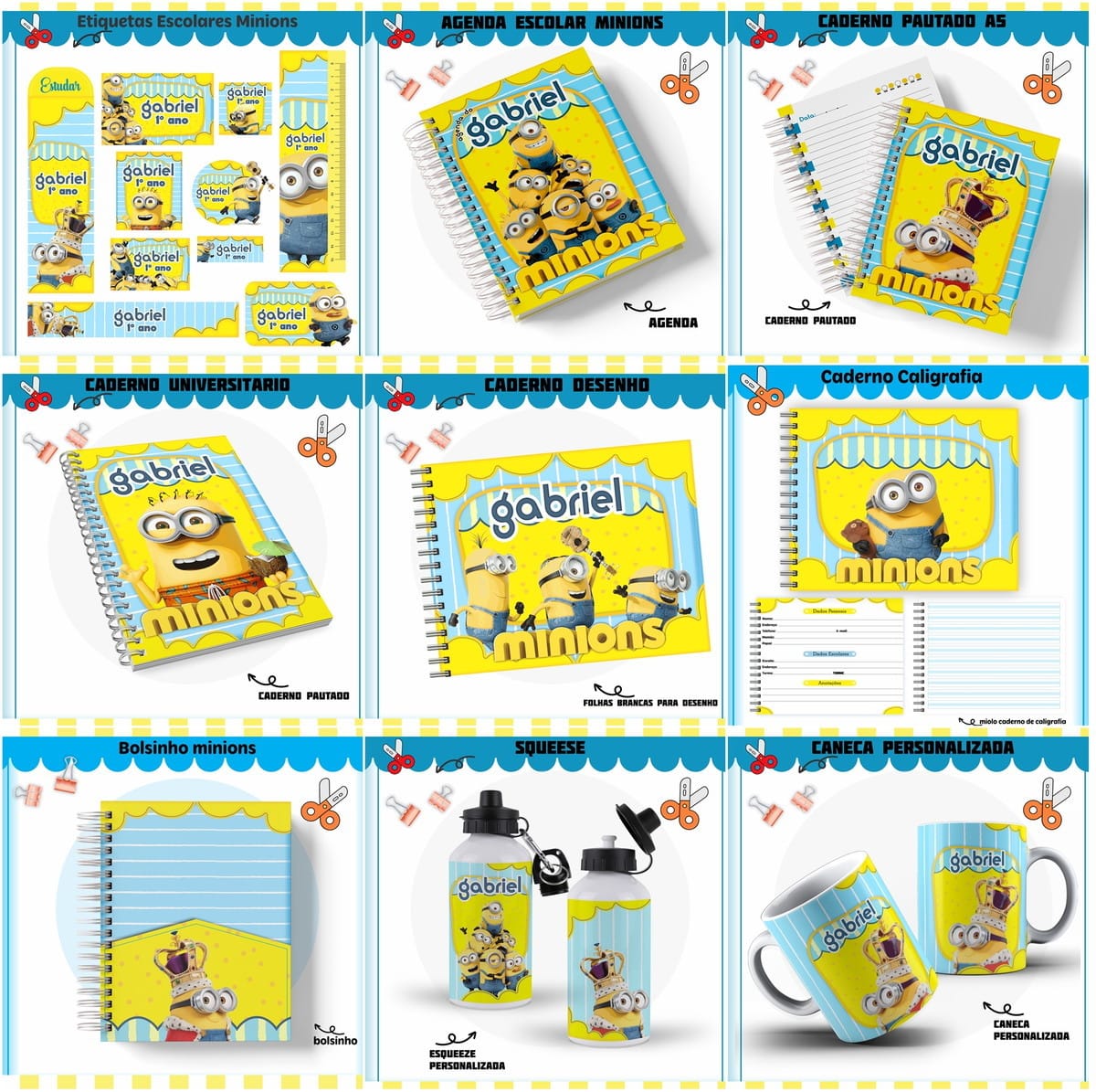 Kit Escolar Minions Personalizado Arquivo Digital 1 Kit Escolar Minions Personalizado Arquivo Digital