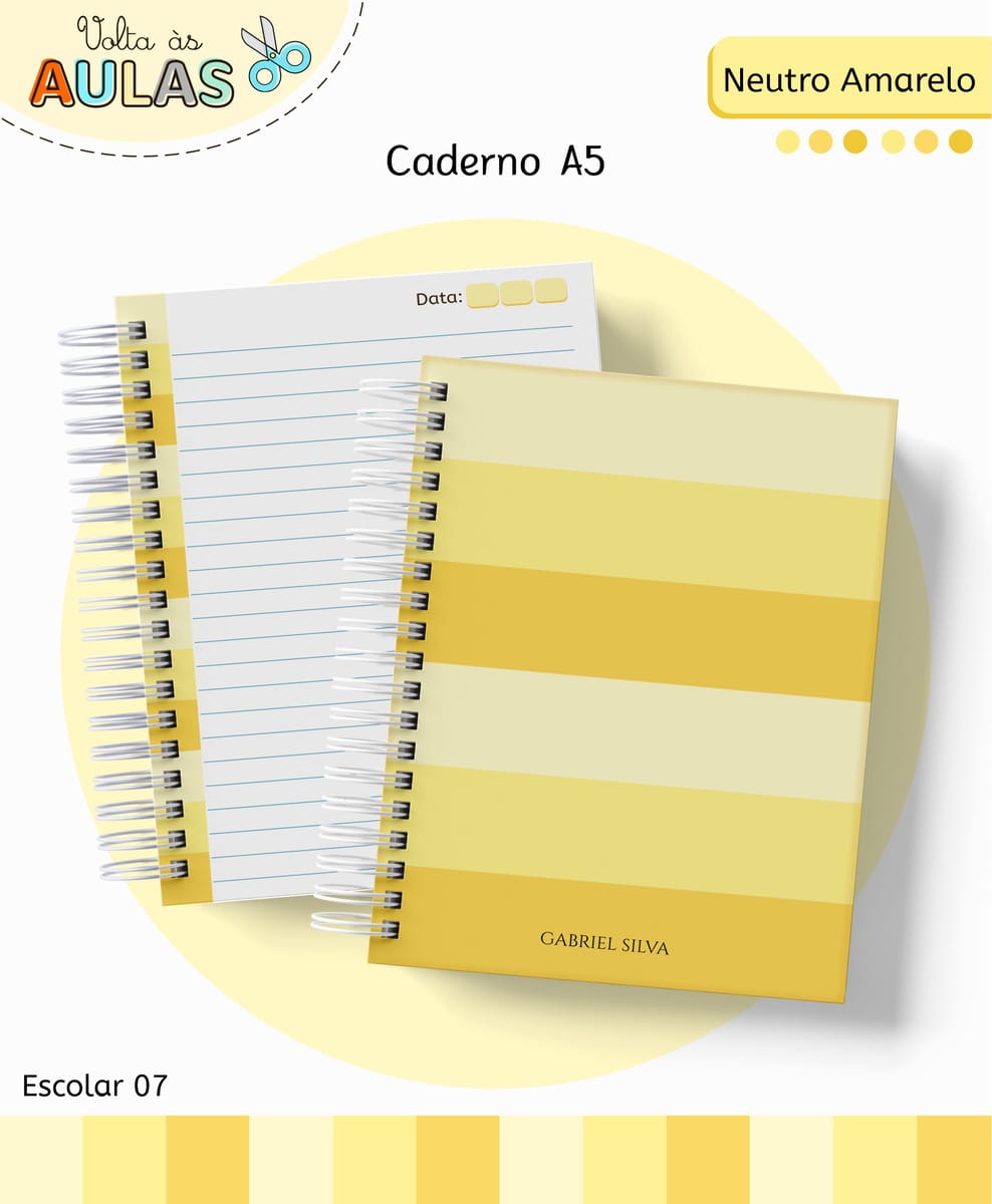 Kit Escolar Neutro Amarelo Digital para Personalizar 2 Kit Escolar Neutro Amarelo Digital para Personalizar - Imagem 2