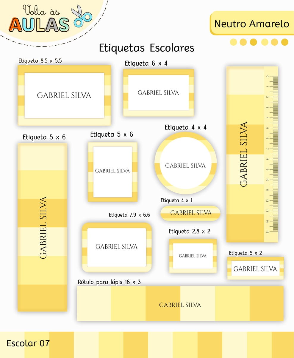 Kit Escolar Neutro Amarelo Digital para Personalizar 3 Kit Escolar Neutro Amarelo Digital para Personalizar - Imagem 3