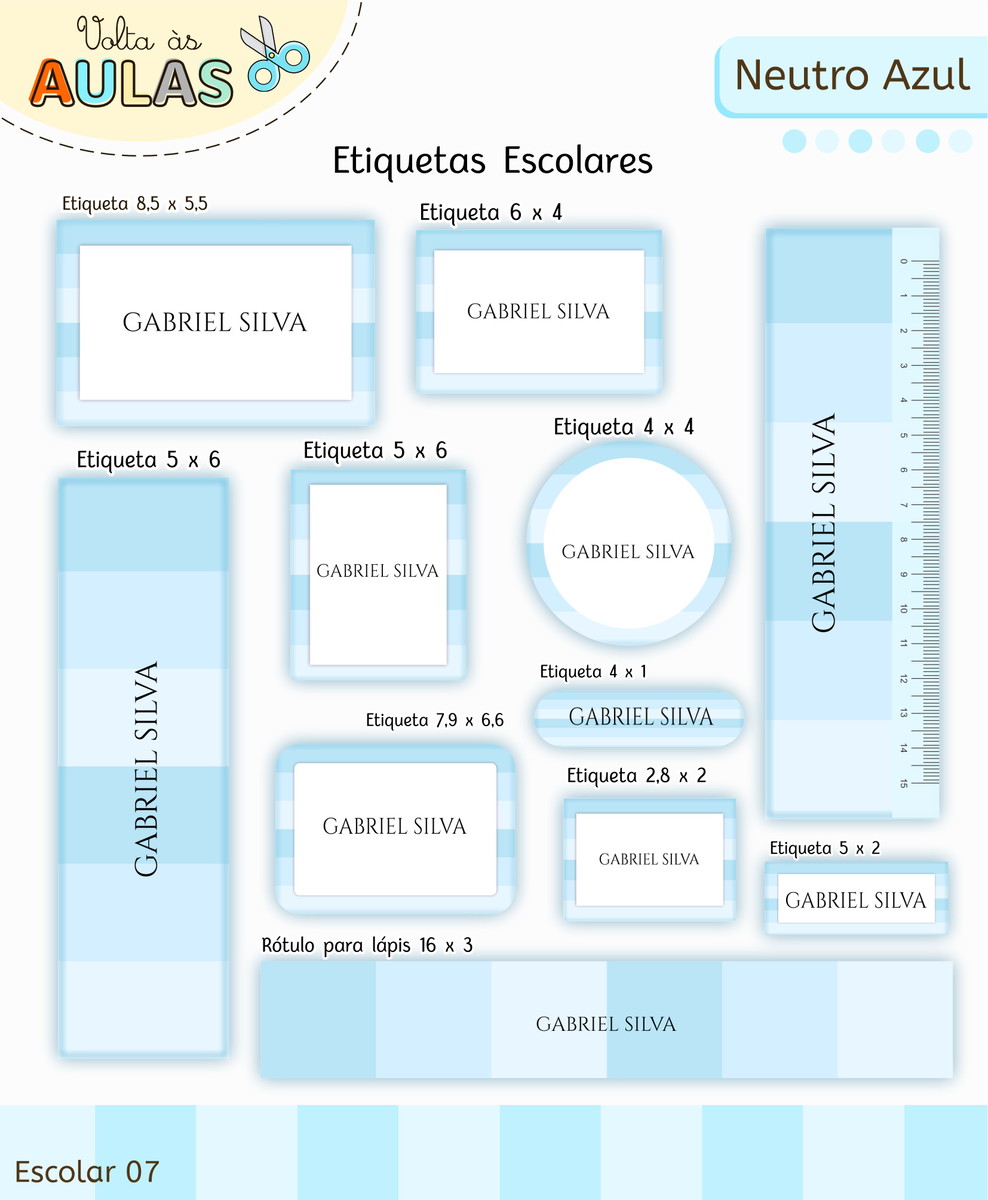 Kit Escolar Digital Azul para Sublimação e Papelaria 4 Kit Escolar Digital Azul para Sublimação e Papelaria - Imagem 4
