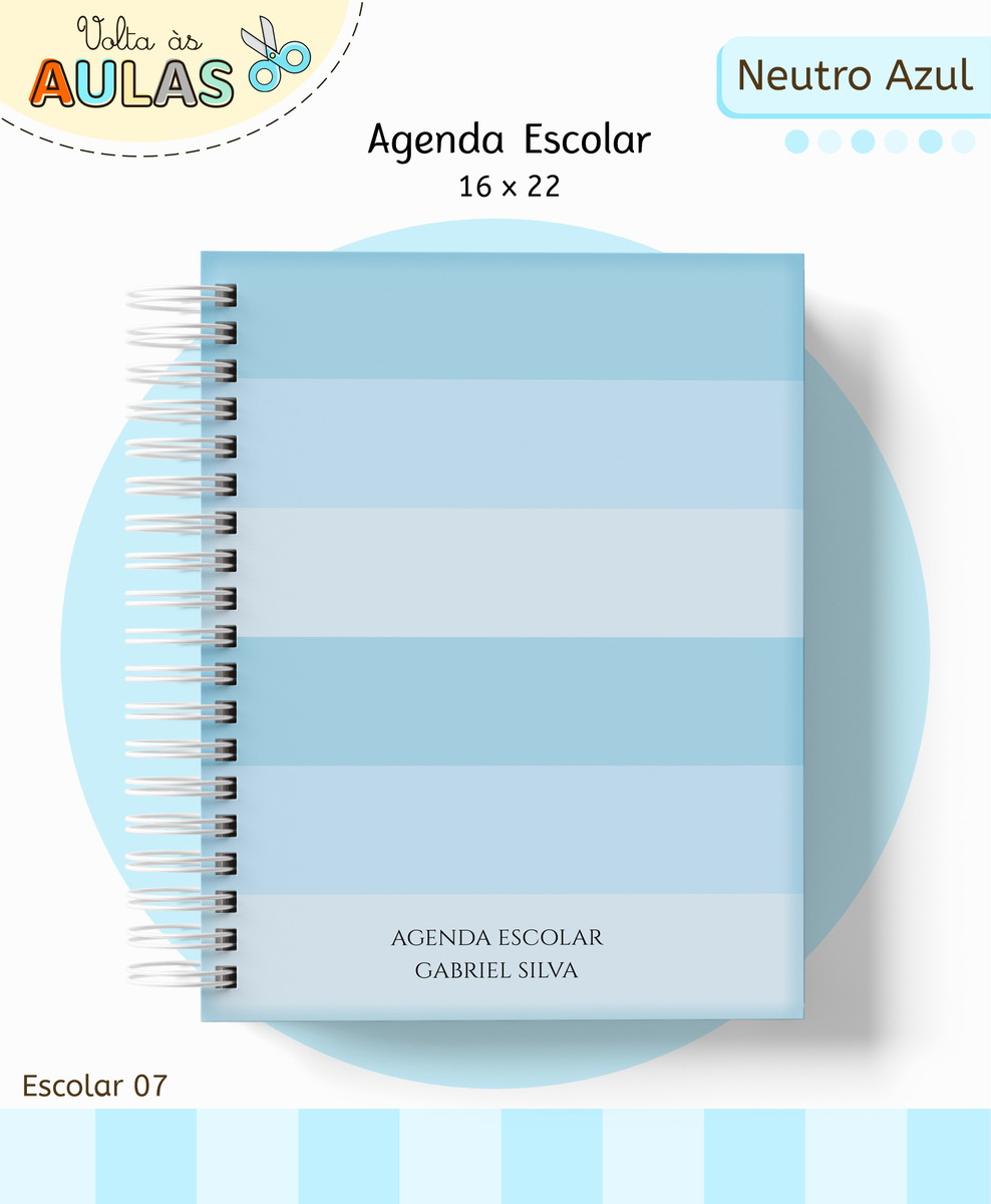 Kit Escolar Digital Azul para Sublimação e Papelaria 1 Kit Escolar Digital Azul para Sublimação e Papelaria