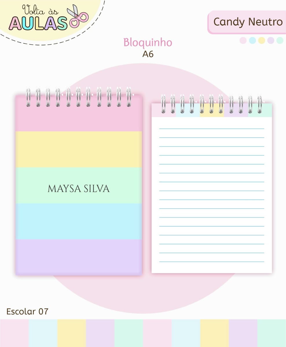 Kit Escolar Digital Candy Pastel para Personalizar Papelaria 4 Kit Escolar Digital Candy Pastel para Personalizar Papelaria - Imagem 4