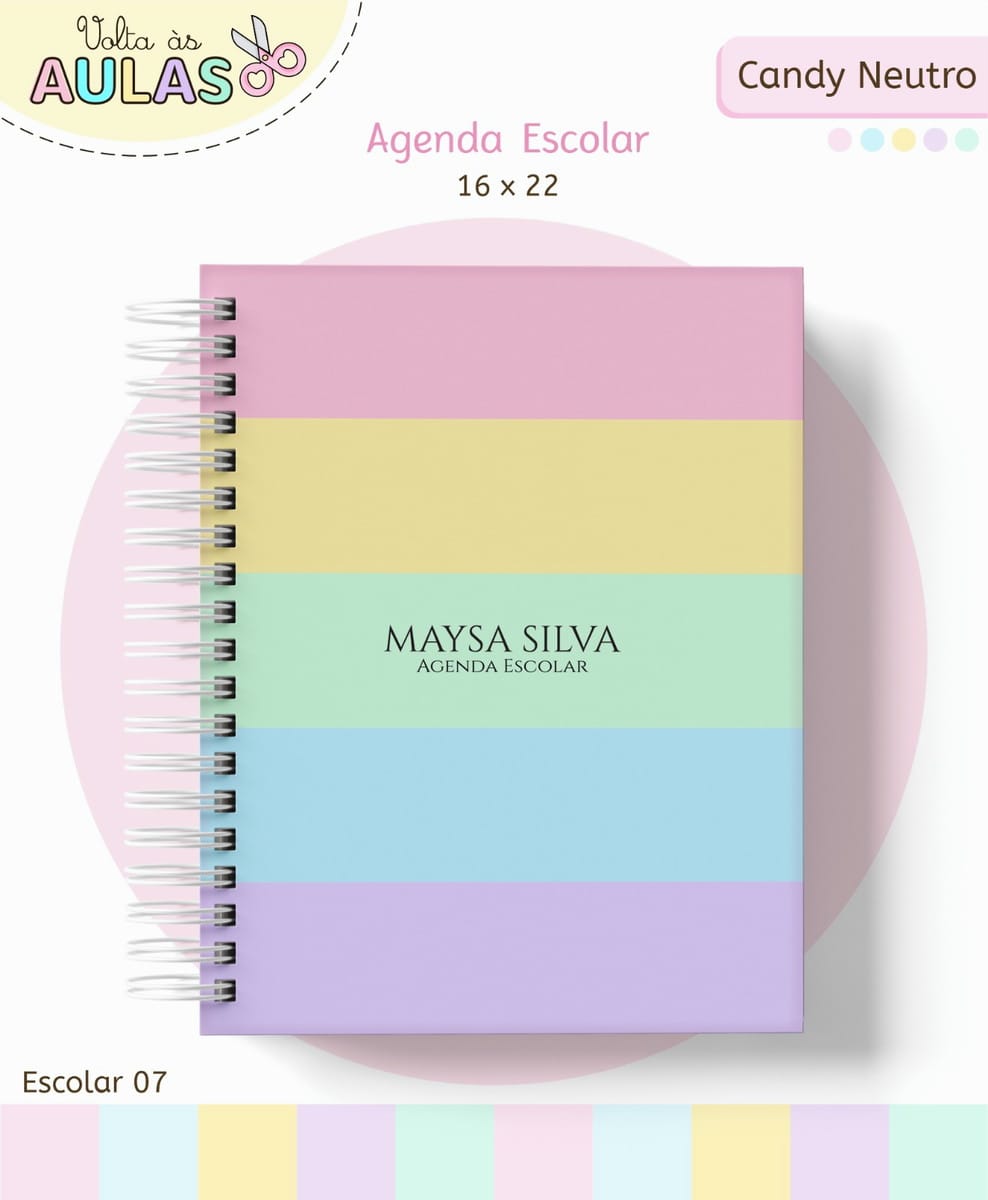Kit Escolar Digital Candy Pastel para Personalizar Papelaria 1 Kit Escolar Digital Candy Pastel para Personalizar Papelaria