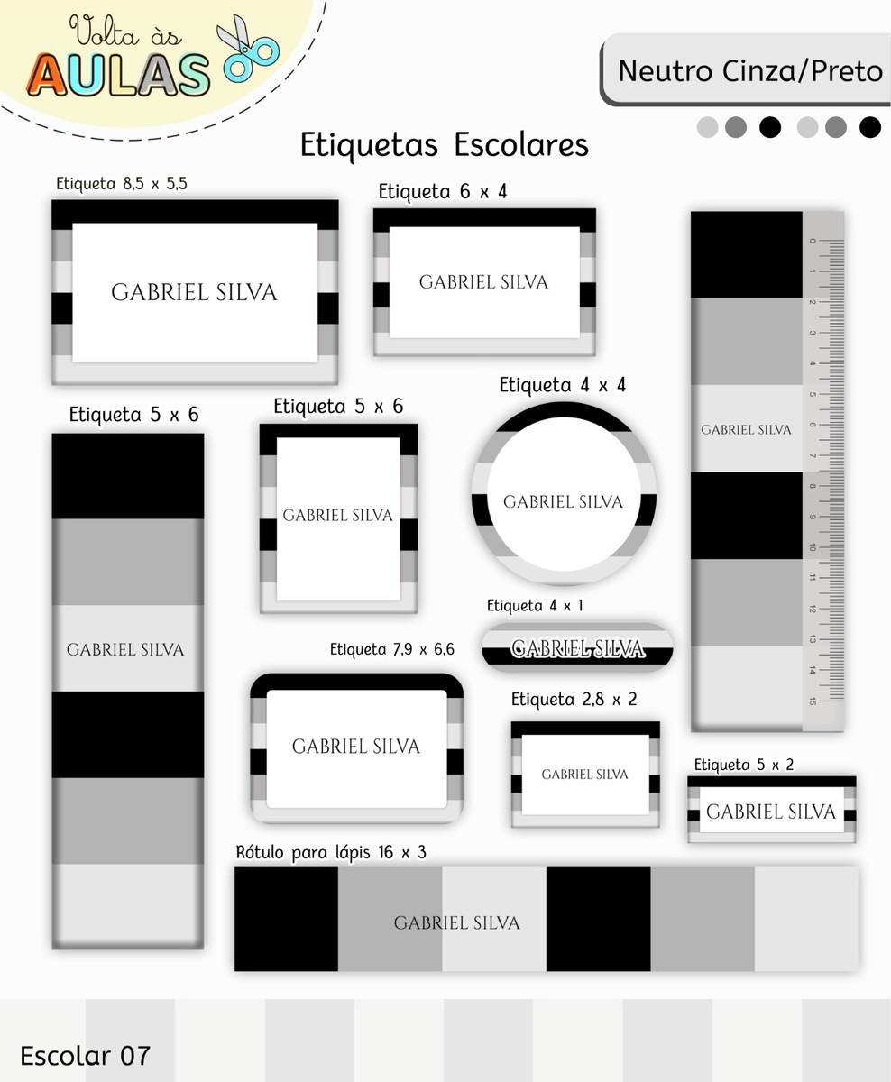 Kit Escolar Digital Cinza Preto para Sublimação 5 Kit Escolar Digital Cinza Preto para Sublimação - Imagem 5