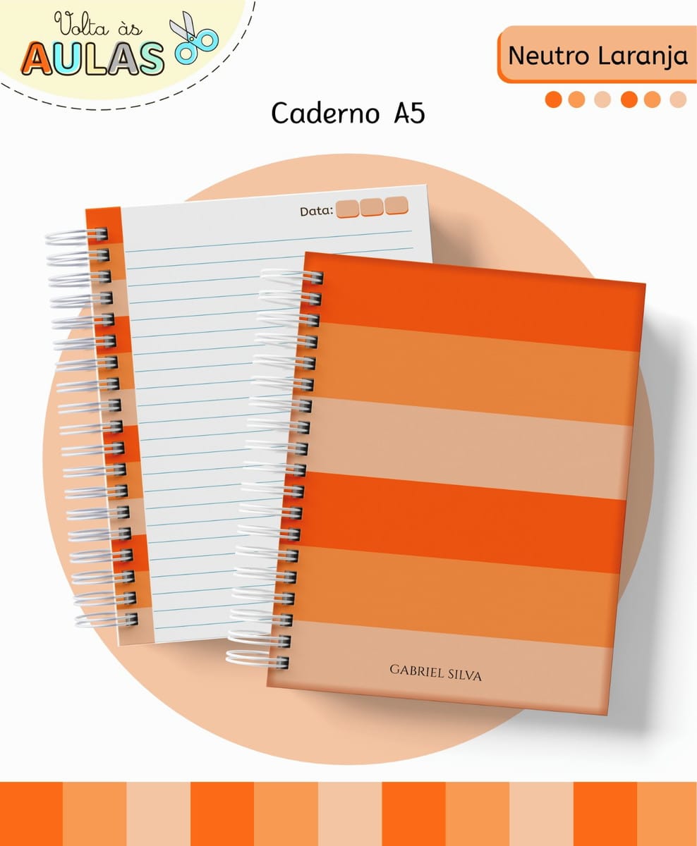 Kit Escolar Neutro Laranja Digital para Personalizar 2 Kit Escolar Neutro Laranja Digital para Personalizar - Imagem 2