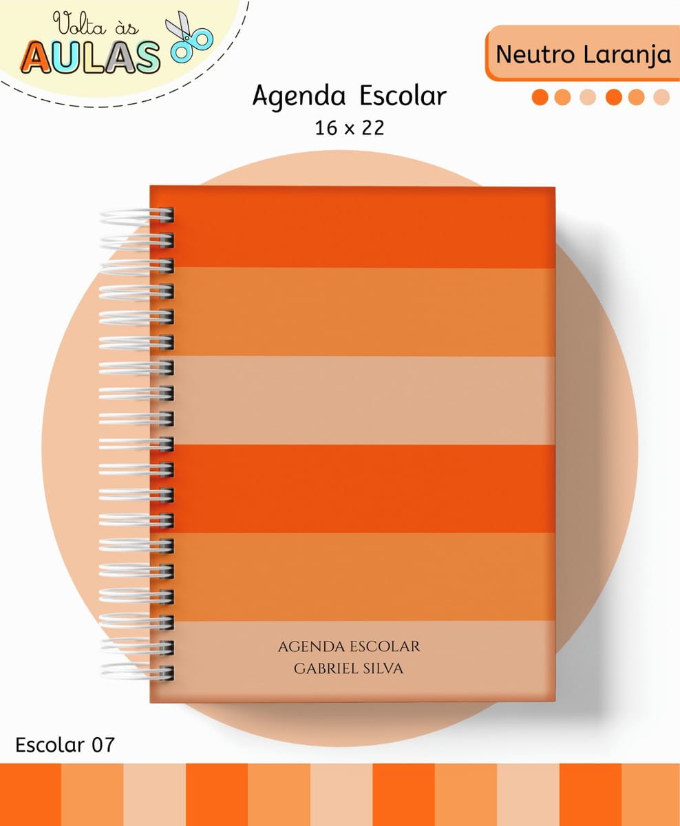 Kit Escolar Neutro Laranja Digital para Personalizar 1 Kit Escolar Neutro Laranja Digital para Personalizar
