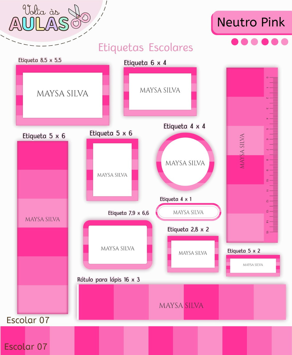 Kit Escolar Neutro Pink Digital para Personalizar 3 Kit Escolar Neutro Pink Digital para Personalizar - Imagem 3