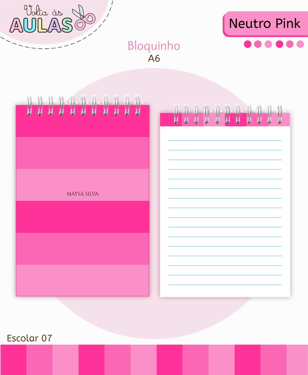 Kit Escolar Neutro Pink Digital para Personalizar 4 Kit Escolar Neutro Pink Digital para Personalizar - Imagem 4