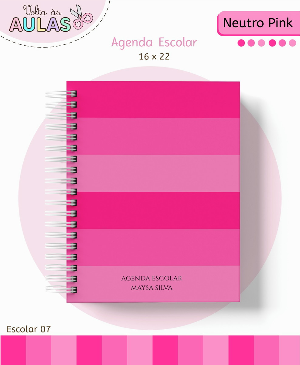 Kit Escolar Neutro Pink Digital para Personalizar 1 Kit Escolar Neutro Pink Digital para Personalizar