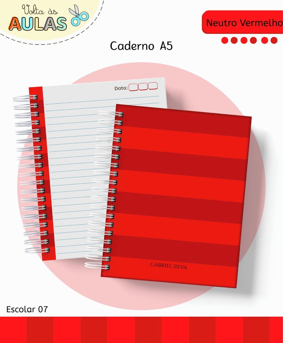 Kit Escolar Digital Neutro Vermelho para Papelaria 2 Kit Escolar Digital Neutro Vermelho para Papelaria - Imagem 2