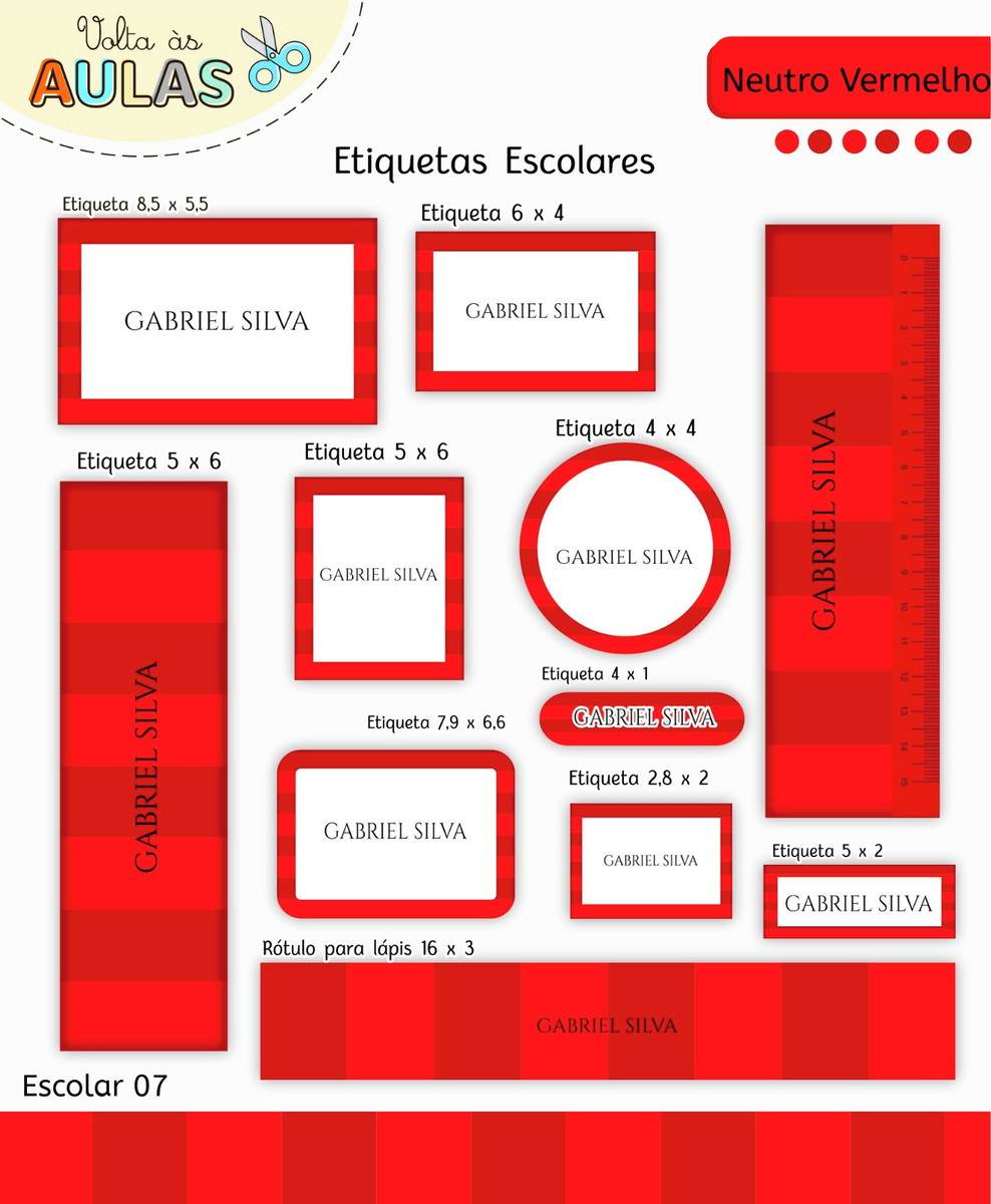 Kit Escolar Digital Neutro Vermelho para Papelaria 3 Kit Escolar Digital Neutro Vermelho para Papelaria - Imagem 3