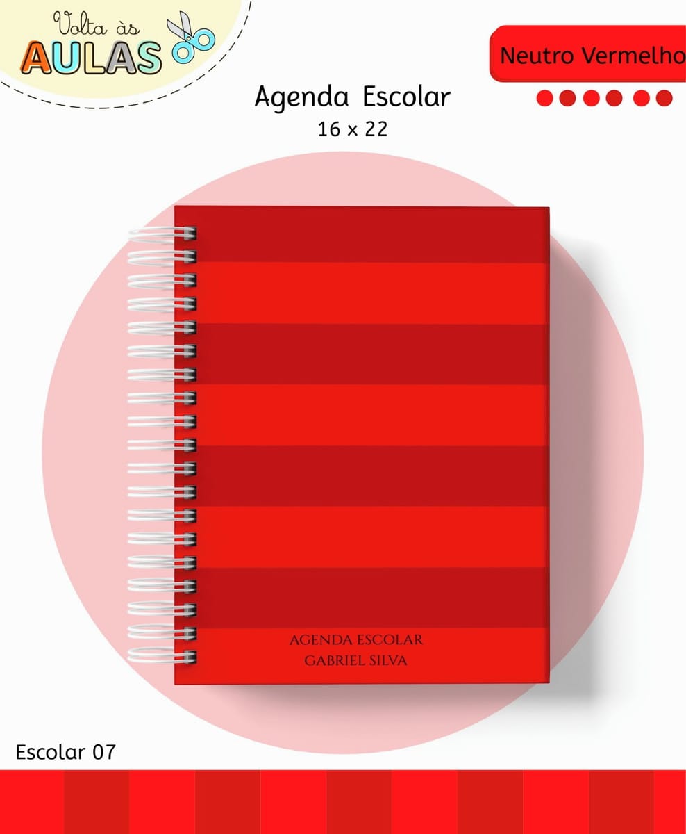 Kit Escolar Digital Neutro Vermelho para Papelaria 1 Kit Escolar Digital Neutro Vermelho para Papelaria