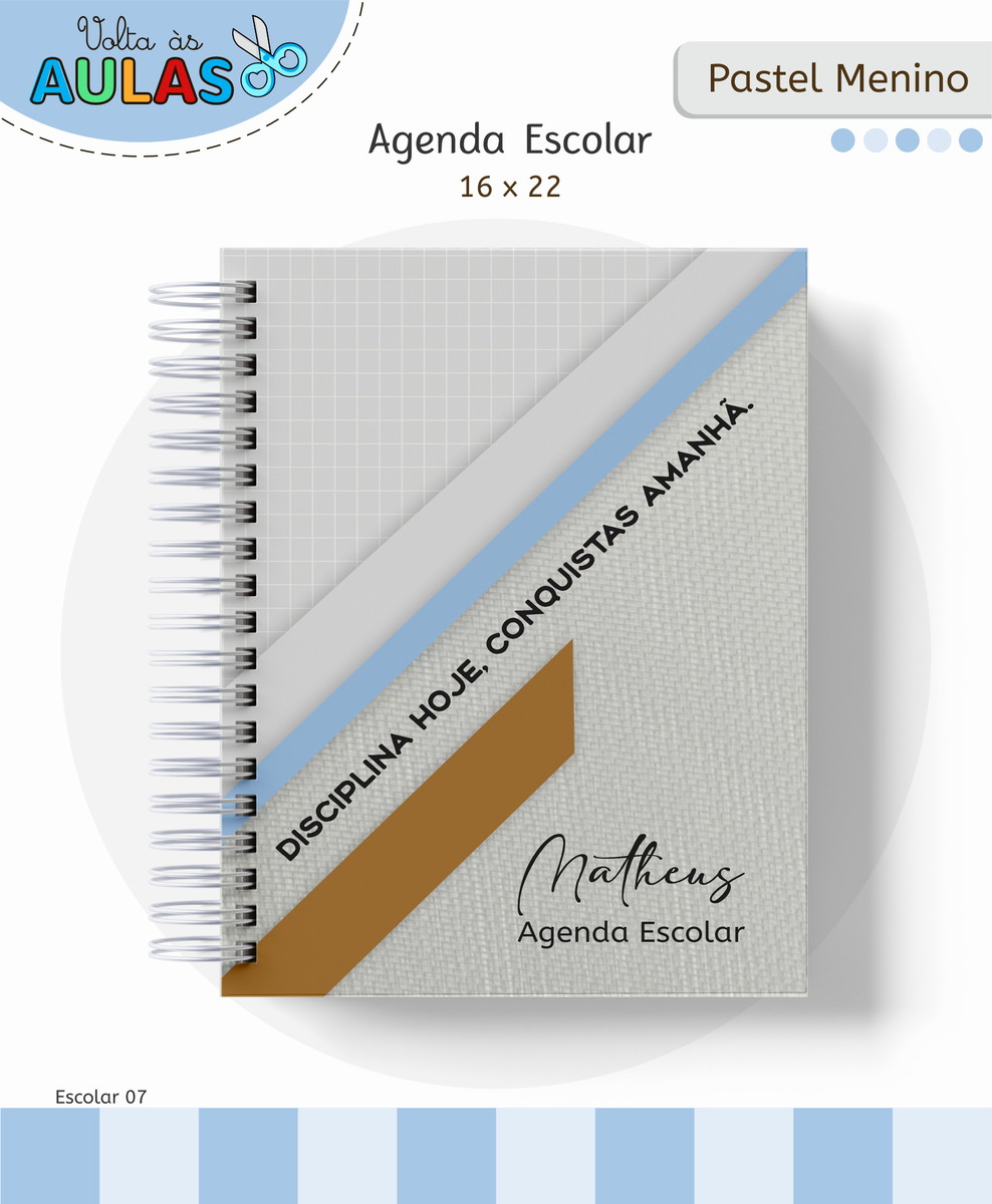 Kit Escolar Pastel Masculino Digital para Personalizar 1 Kit Escolar Pastel Masculino Digital para Personalizar