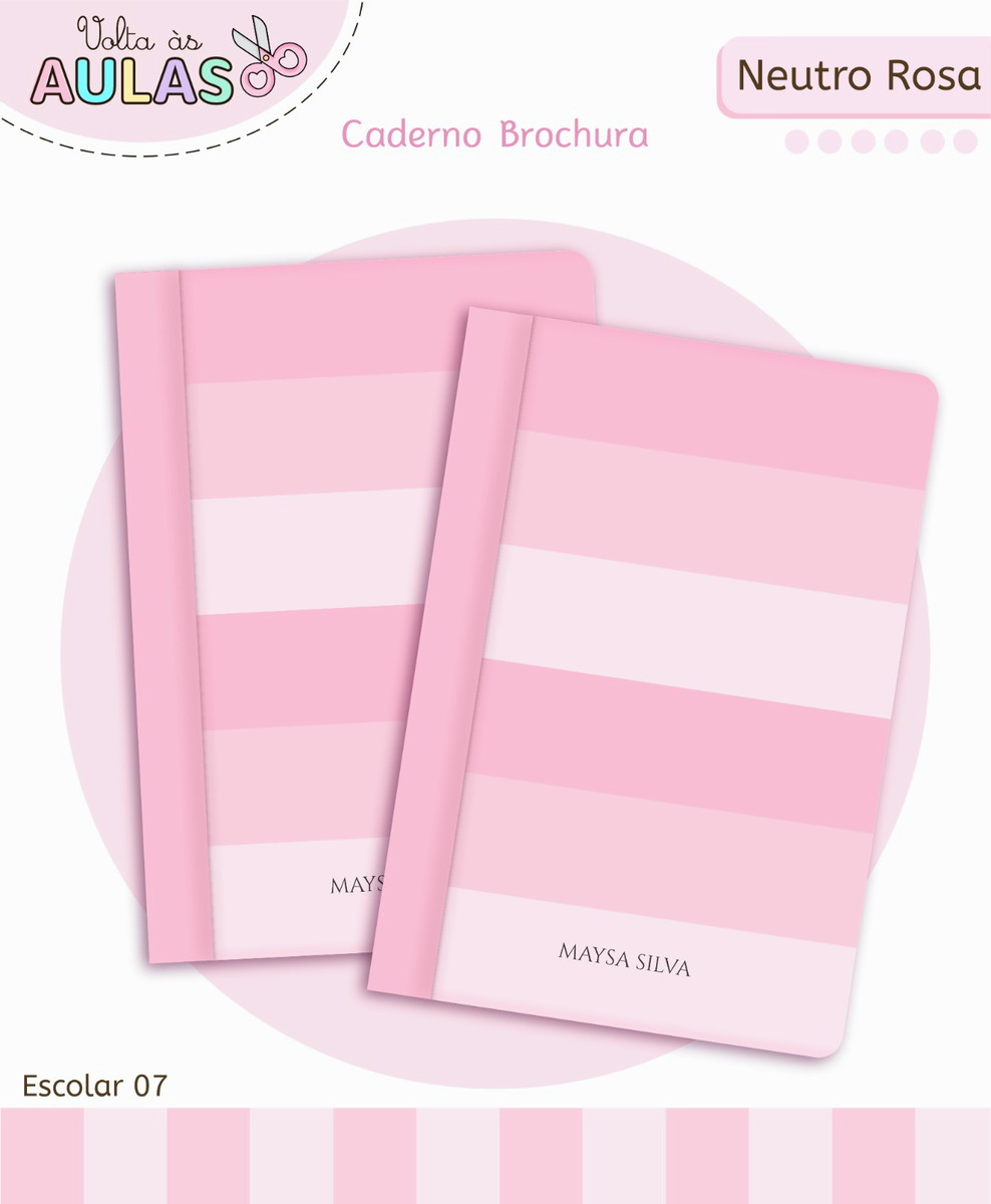 Kit Escolar Rosa Neutro Arquivo Digital para Personalizar 4 Kit Escolar Rosa Neutro Arquivo Digital para Personalizar - Imagem 4