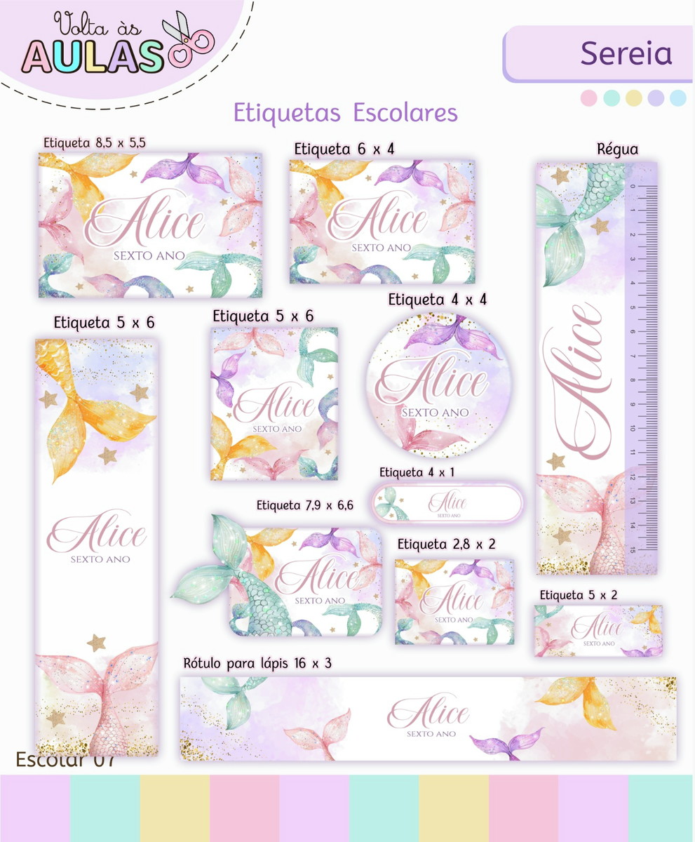Kit Escolar Sereia Digital para Personalizar Cadernos 2 Kit Escolar Sereia Digital para Personalizar Cadernos - Imagem 2