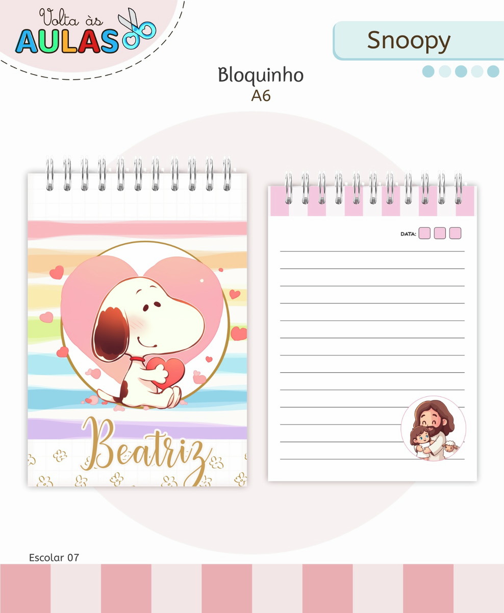 Kit Escolar Snoopy Digital para Sublimação e Papelaria 4 Kit Escolar Snoopy Digital para Sublimação e Papelaria - Imagem 4