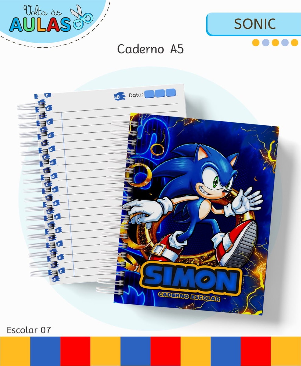 Kit Escolar Sonic Artes Digitais para Papelaria 2 Kit Escolar Sonic Artes Digitais para Papelaria - Imagem 2