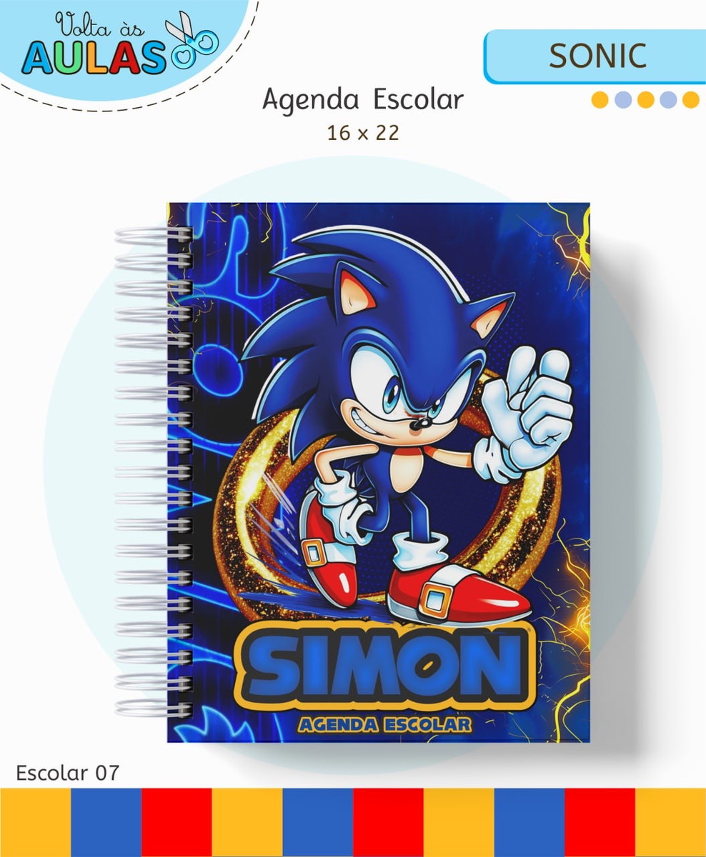 Kit Escolar Sonic Artes Digitais para Papelaria 1 Kit Escolar Sonic Artes Digitais para Papelaria