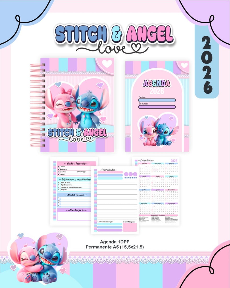 Kit Escolar Stitch e Angel Arquivo Digital Completo 3 Kit Escolar Stitch e Angel Arquivo Digital Completo - Imagem 3