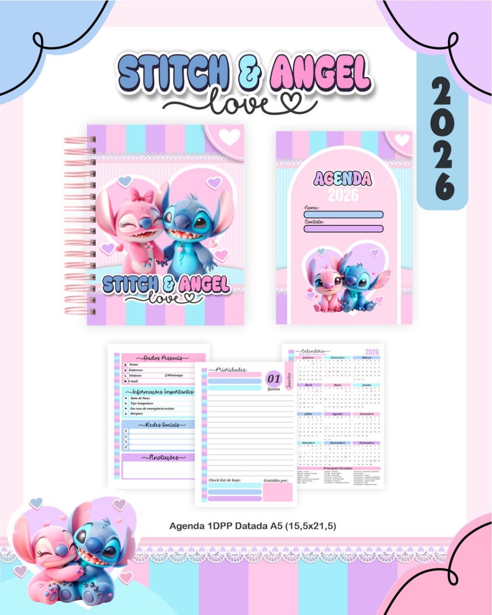 Kit Escolar Stitch e Angel Arquivo Digital Completo 4 Kit Escolar Stitch e Angel Arquivo Digital Completo - Imagem 4